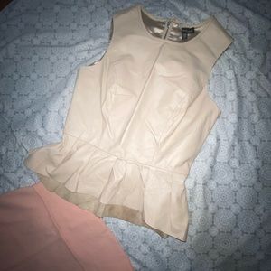 bebe Leather Peplum Top Nude Size Small